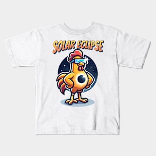 Funny Chiken Solar Eclipse 2024 Retro Kids T-Shirt